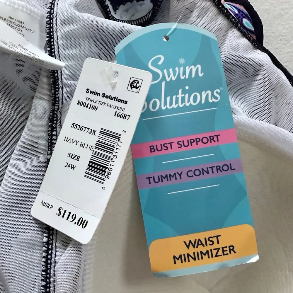 Swim Solutions NWT One Piece Swim Suit Women 24W - Picture 11 of 13